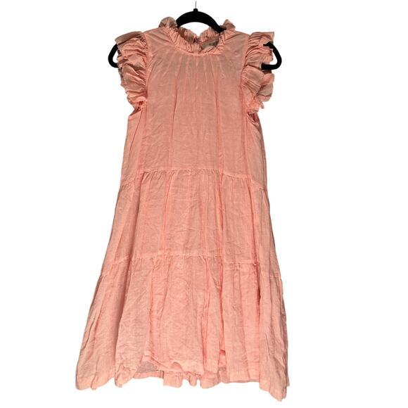 Sea‎ New York Sz 0 Micah Ramie Dress Flutter Sleeve Tiered Ruffle Cottage Pink - Picture 1 of 11